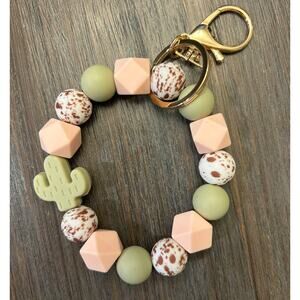 Cactus Western Beaded Wristlet Keychain Bag Charm